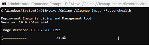 Windows DISM restorehealth tool  screenshot.