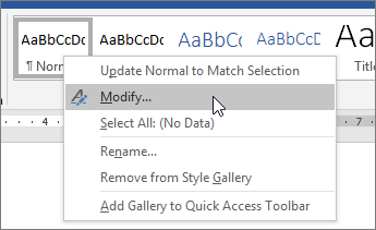 Right-click the Normal style, and choose Modify