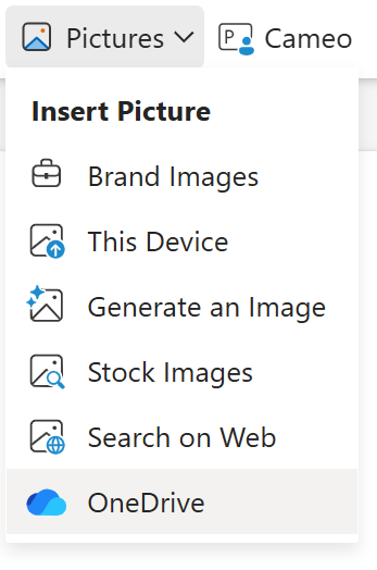 Insert Pictures from OneDrive in PowerPoint for the web