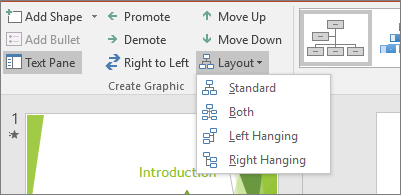 Shows the Layout option in SmartArt tools