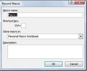 Record Macro dialog box