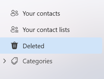 Screenshot showing the left nav in the People app in the new Outlook