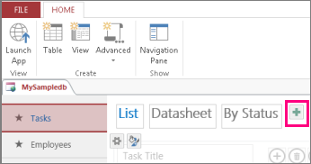 Add List view from Access client