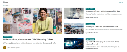 screenshot of the news web part