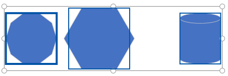 Selecting three shapes to distribute.