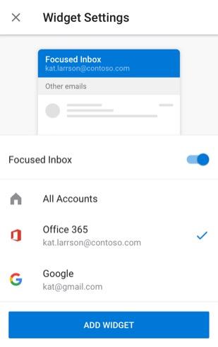 Adding the Email widget on Android