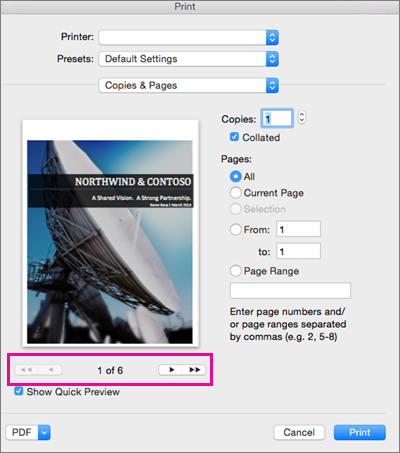 Print dialog box