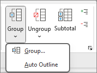 Click the arrow under Group, and then click Auto Outline