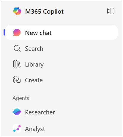 Screenshot of the agents in the left navigation.