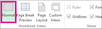 On the View tab, click Normal