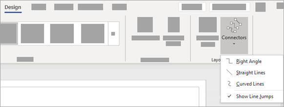 In the Design tab, select Connectors and choose the style of connectors you want to use.
