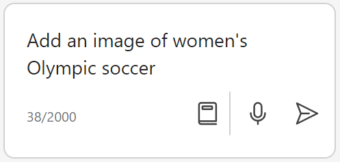 A request in a message box asks Copilot for an image.