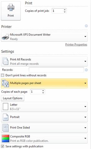 Print multiple pages per sheet