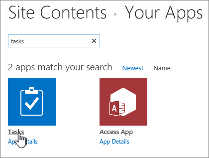 Type task in the search box, and select task