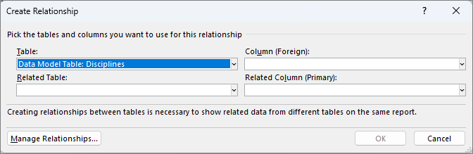 Create Relationship window