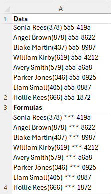 Using REGEXREPLACE to replace the first three digits of each phone number in mixed text with *, using pattern "[0-9]+-"