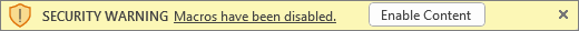 Macros disabled warning bar