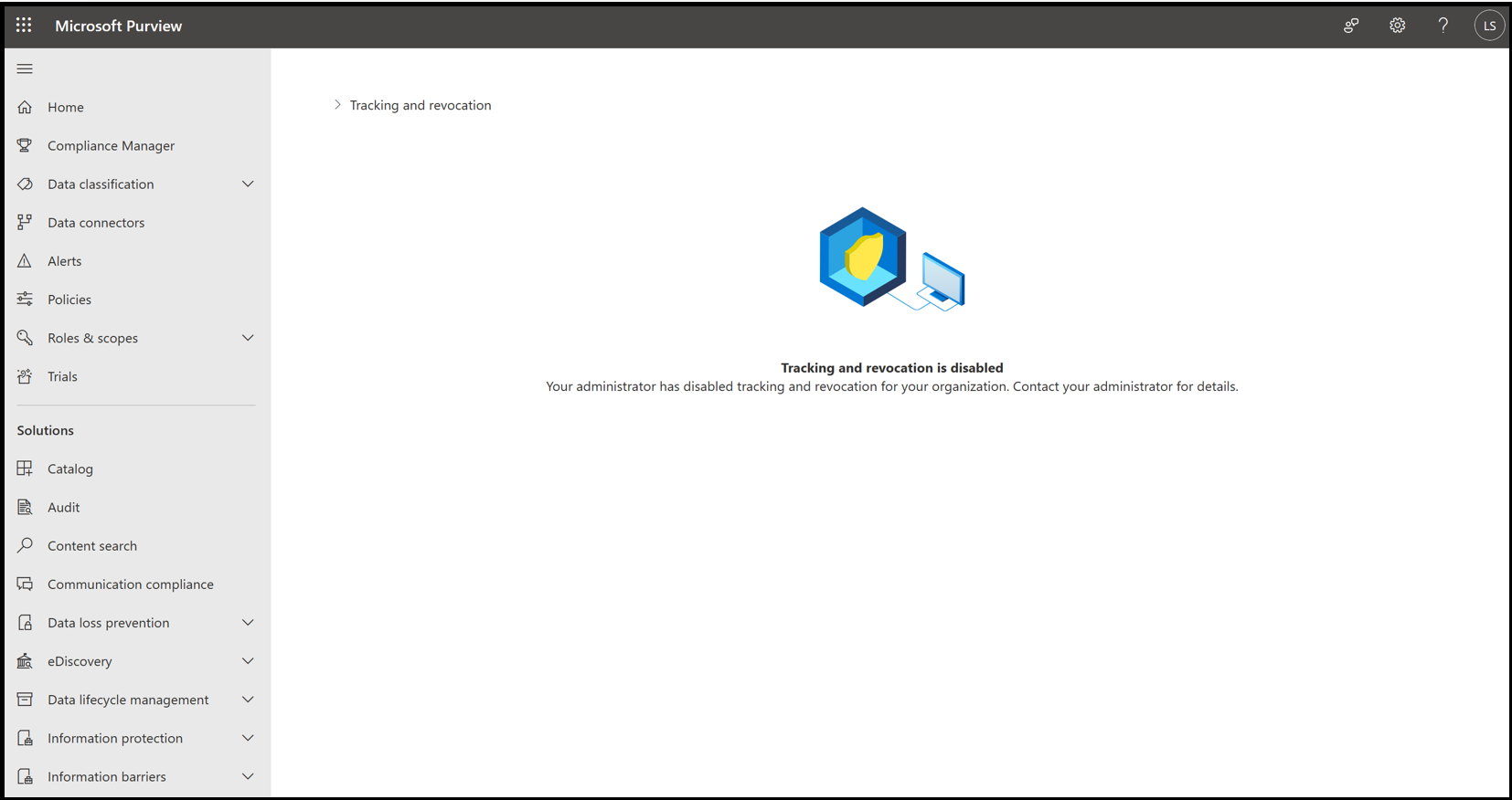 Track and revoke feature disabled