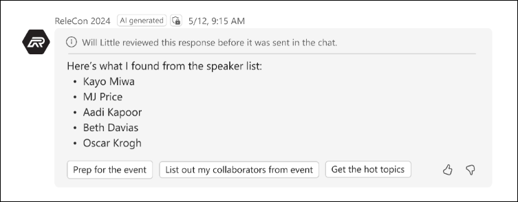 screenshot of answer with approver information