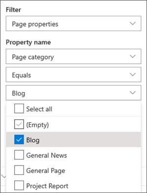 Filter set to Blogs in News web part pane