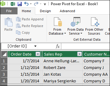 Power Pivot Table view