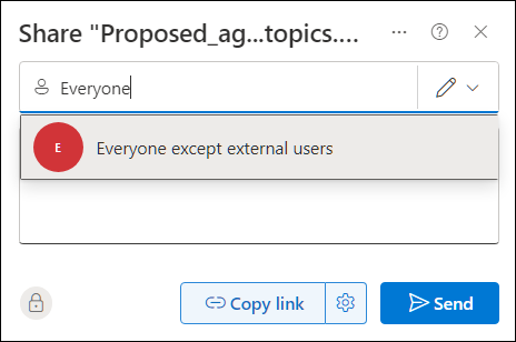 Share a document with everyone using the Share dialog box