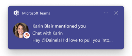 Screenshot showing a message preview in a Teams mention notification.
